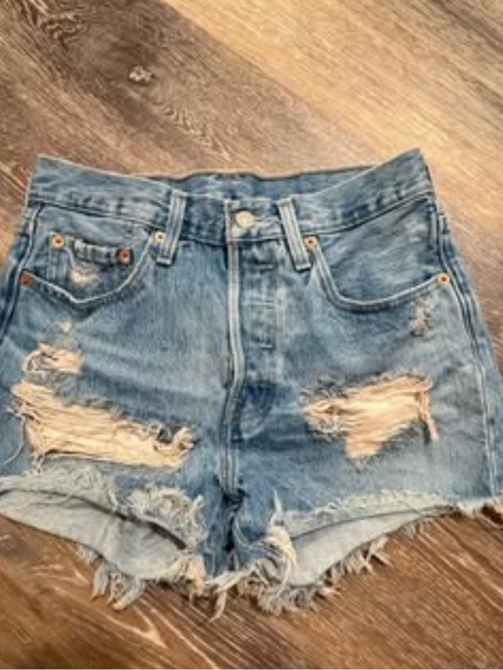 Levi's Light Blue Distressed Denim Cutoff Shorts